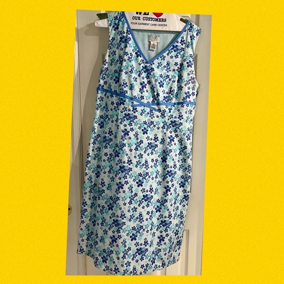 Ann Taylor Flower Print Dress Blues - Picture 4 of 4